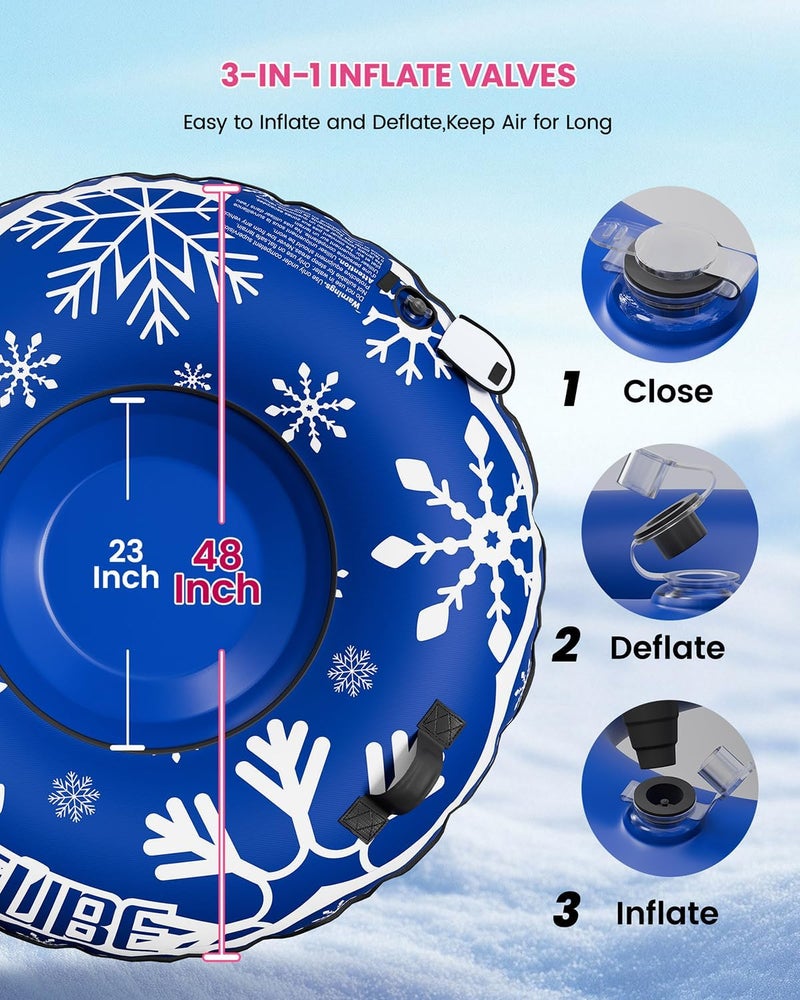 Hyfoo Snow Tube for Adult and Kids,Infatable Heavy Duty Snow Sled with Canvas Cover, Padded Handles, Thickened Bottom,Winter Outdoor Toy Gift - Image 5